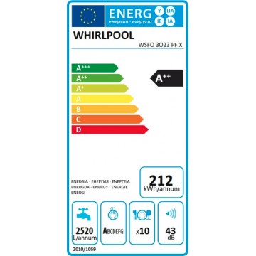 Whirlpool WSFO 3023 PF X Ελεύθερο Πλυντήριο Πιάτων